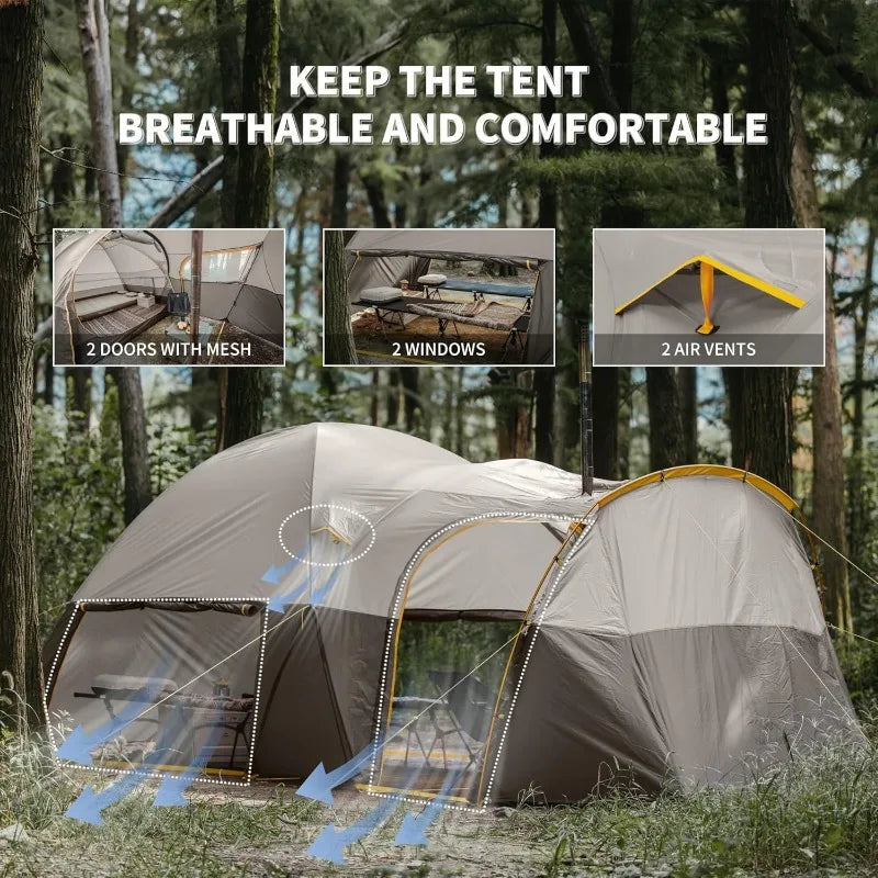 Naturehike Massif Hot Tent with Stove Jack, 4 Season Tent, 1/2/4/6 Person Camping Tent, UPF50+ Waterproof Windproof Winter Tent