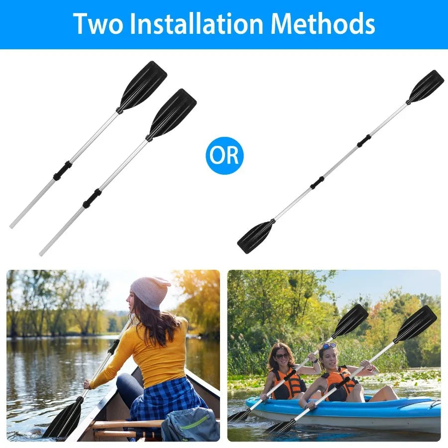 2Pcs Kayak Paddles Aluminum Alloy Detachable Canoe Paddle Boat Oars