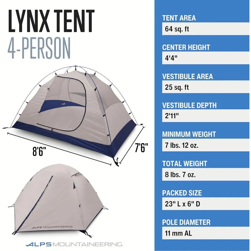 ALPS Mountaineering Lynx 4-Person Backpacking and Camping Tent