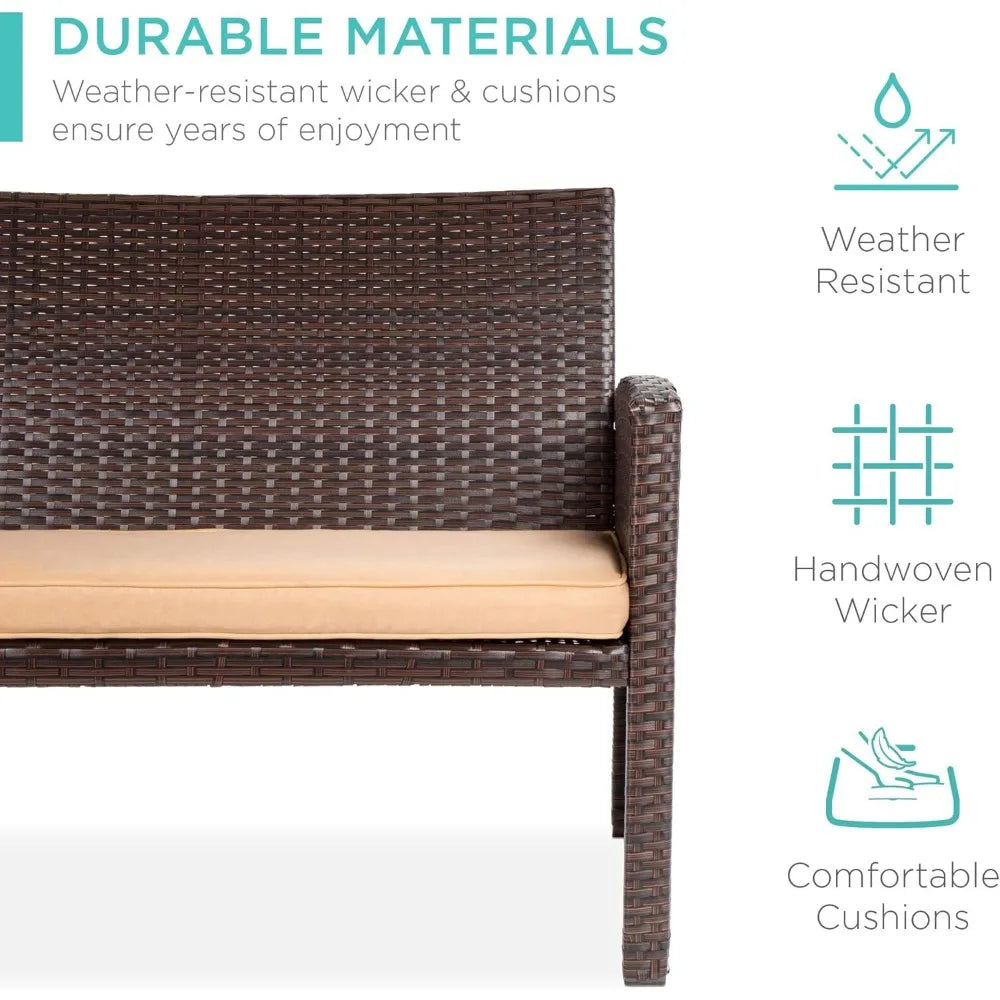4-Piece Outdoor Wicker Patio Conversation Furniture Set