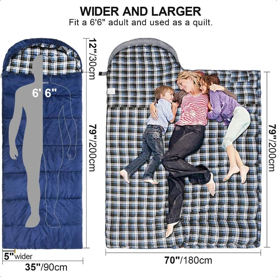 Flannel Sleeping Bag for Adults Comfortable Cotton Sleeping Bags