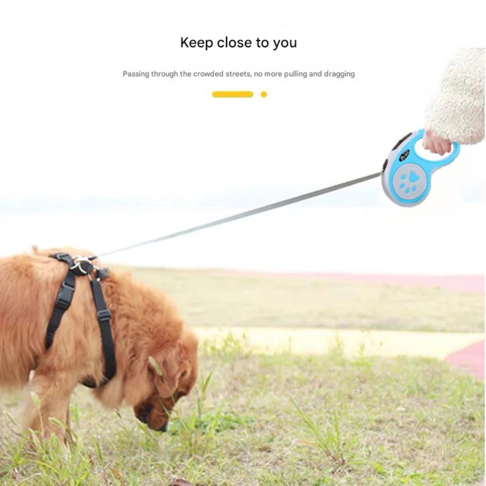 Retractable Leash for Outdoor Adventures - Heavy-Duty Nylon with One-Button Lock