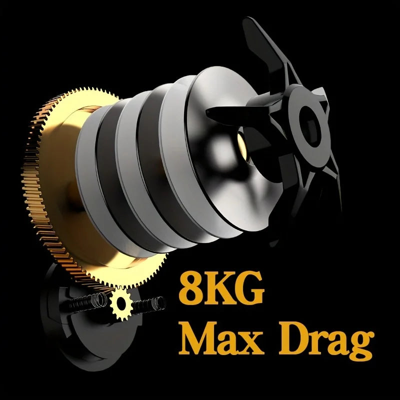 Integrated Ak Water Drop Wheel, Durable Stainless Steel Left and Right Hand, Interchangeable Enhanced Type 7:2:1 Speed up to Resistance 8kg - Perfect for Saltwater and Freshwater Fishing