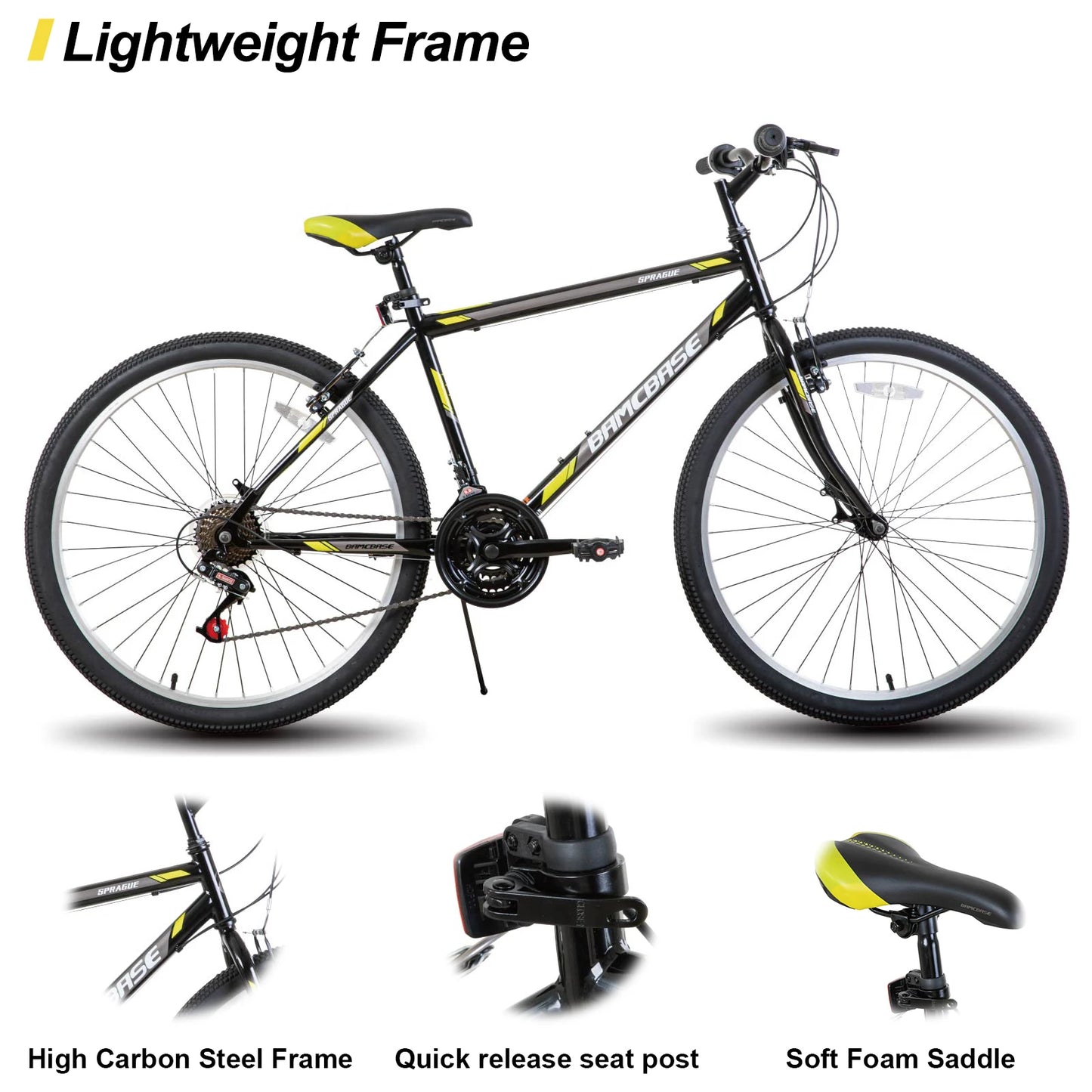 Hiland 26 inch Mountain Bike for Men Women, 21 Speeds High-Carbon Steel Frame, Sport Cycling MTB Bicycle for Adult