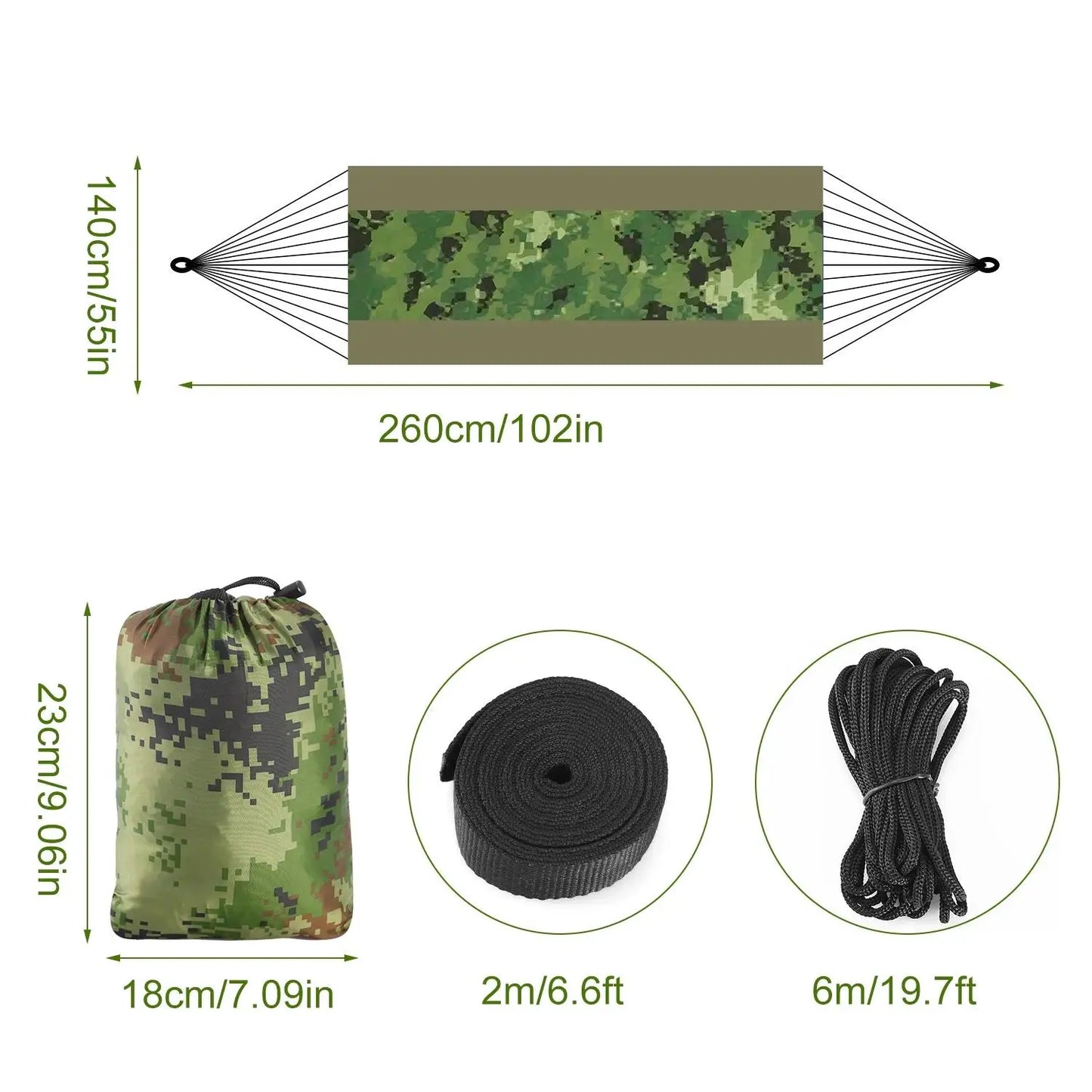 Portable Double Camping Hammock with Mosquito Net - 600lbs Capacity for 2 Persons