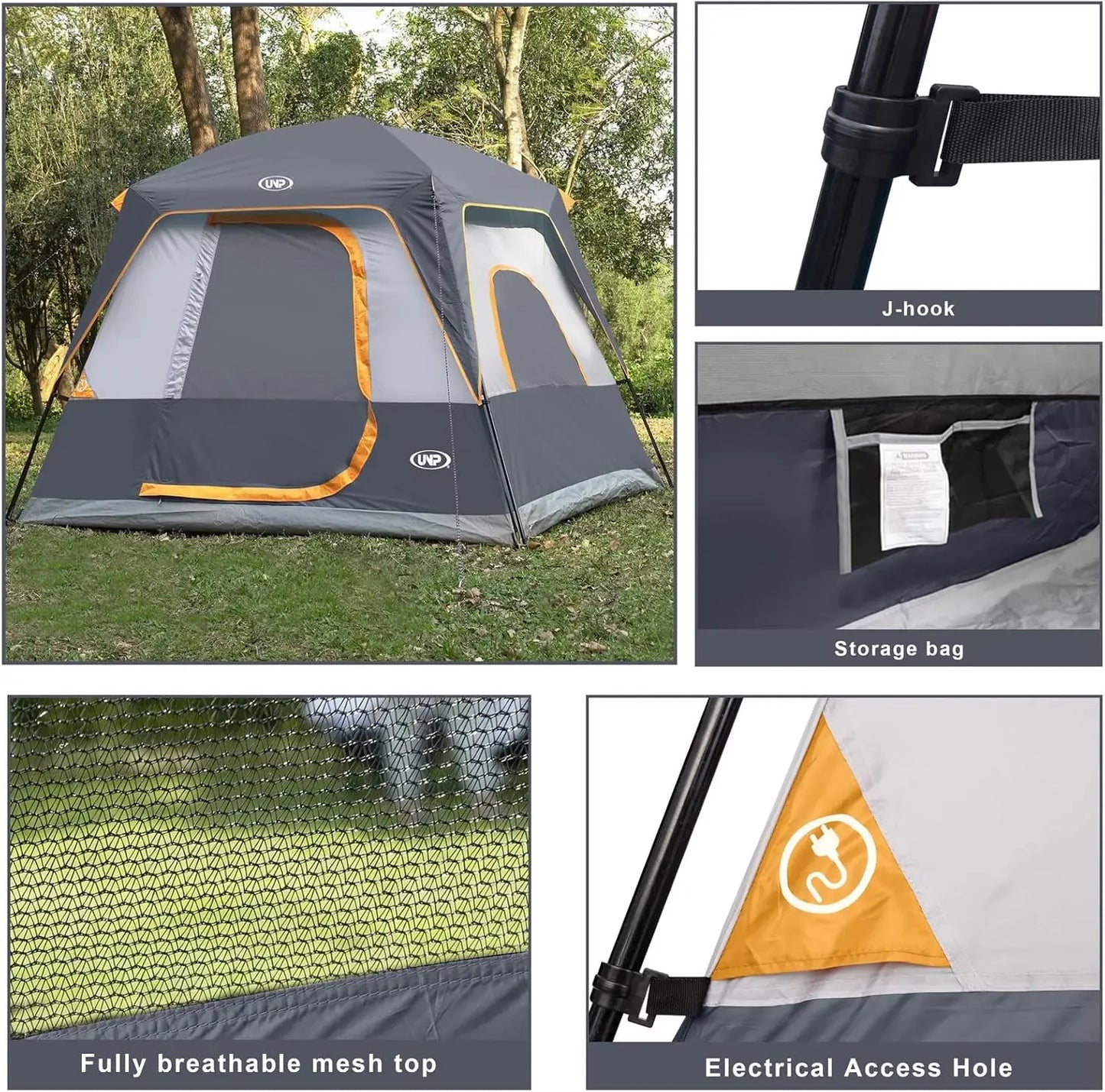 UNP 4-Person Tent, Portable Cabin Tent, Camping Tent 4-Person Easy Set Up