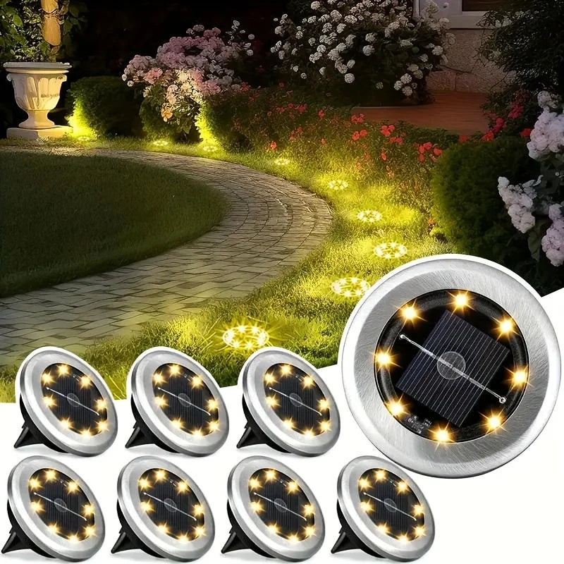Mini Solar Ground Lights, 8 Pack Solar Lights Outdoor Waterproof, Pathway Lights Solar Powered