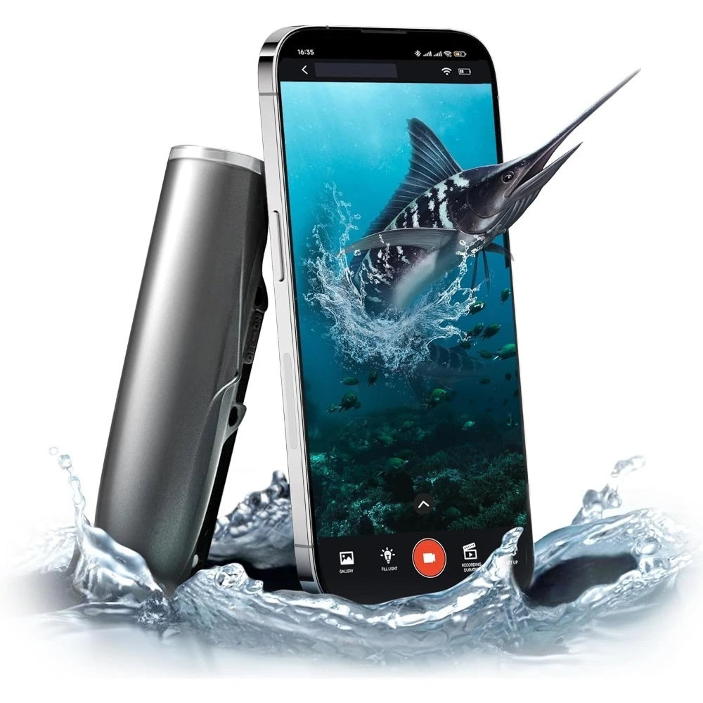 Grey Fishing Finders Camera HD 1080P &136°Ultra-Wide-Angle,656FT ROV Waterproof/Motion Sensing
