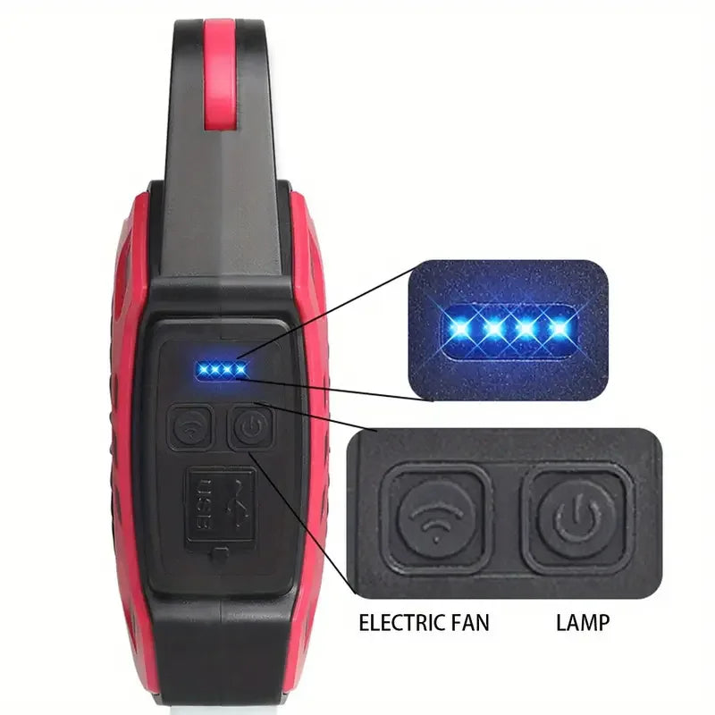 2-in-1 Portable LED Camping Fan & Lamp, USB Rechargeable