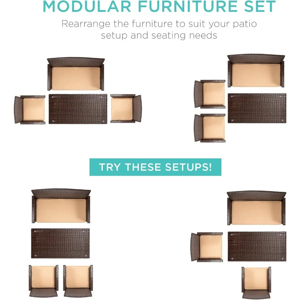 4-Piece Outdoor Wicker Patio Conversation Furniture Set