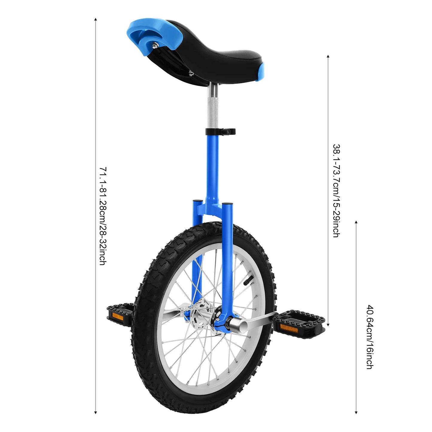 16Inch Outdoor Wheel Unicycle Steel Teenagers Kids Balance Exercise Bike, Height Adjustable Load 50Kg Blue/Yellow/Red