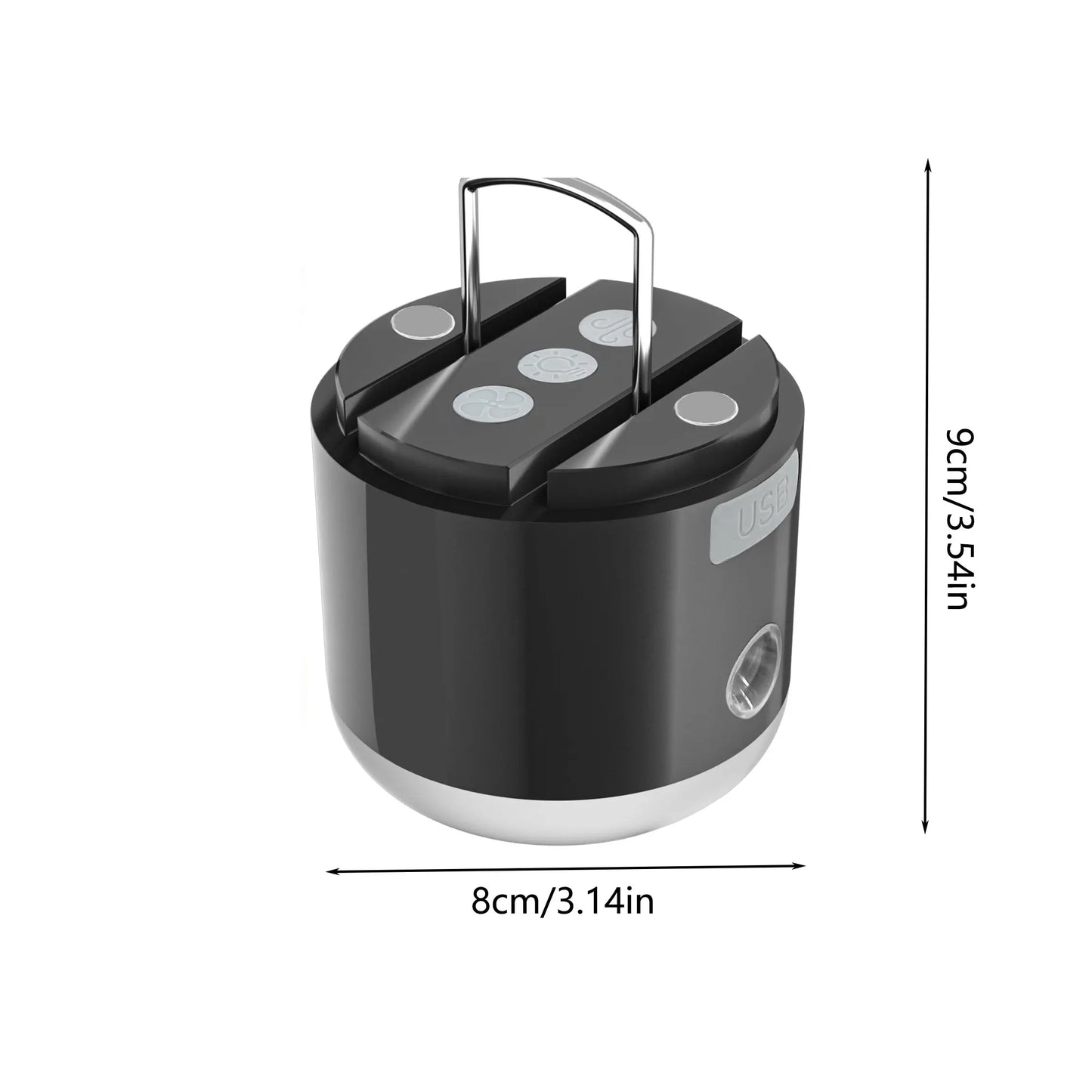 LED Camping Lantern Rechargeable, 3000mah Camping Tent Light with Fan, 4 Light Modes, Spray Function, Mini Light with Magnetic B
