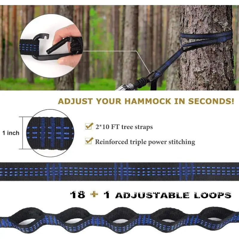 Camping Hammock with Net,Travel Portable Lightweight Hammocks with Tree Straps and Solid D-Shape Carabiners