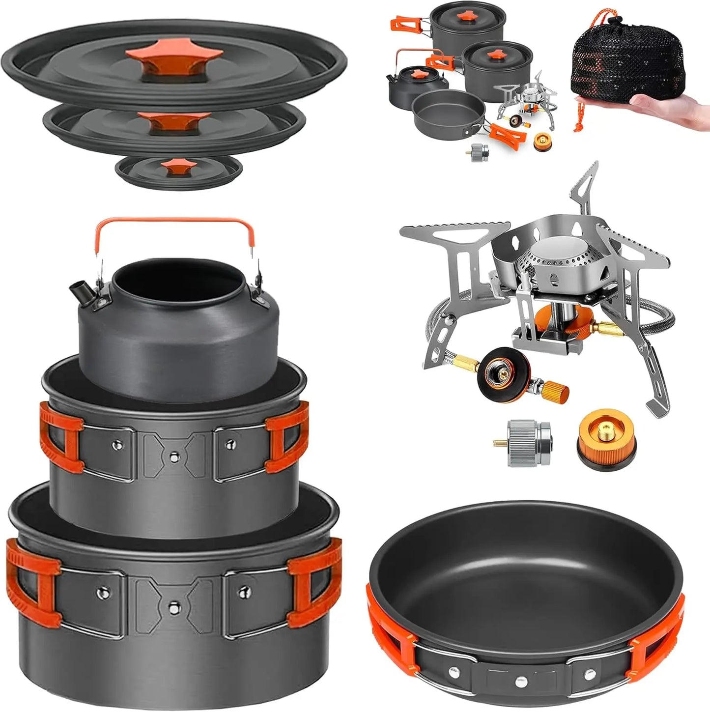 Camping Cookware Mess Kit Set with Stove