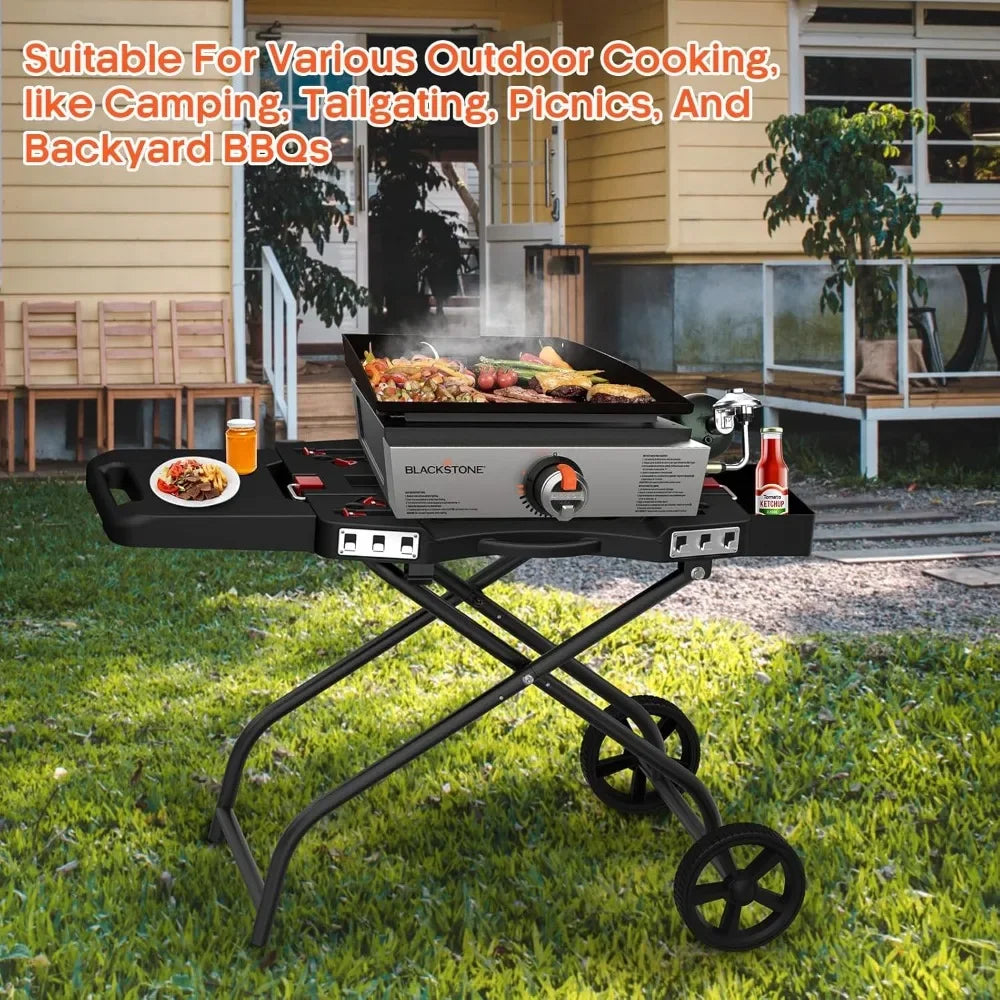 Customizable Portable Grill Cart For 17" & 22" Blackstone Griddles And Weber Q1000, Q1200, Q2000, Q2200 Series Grills