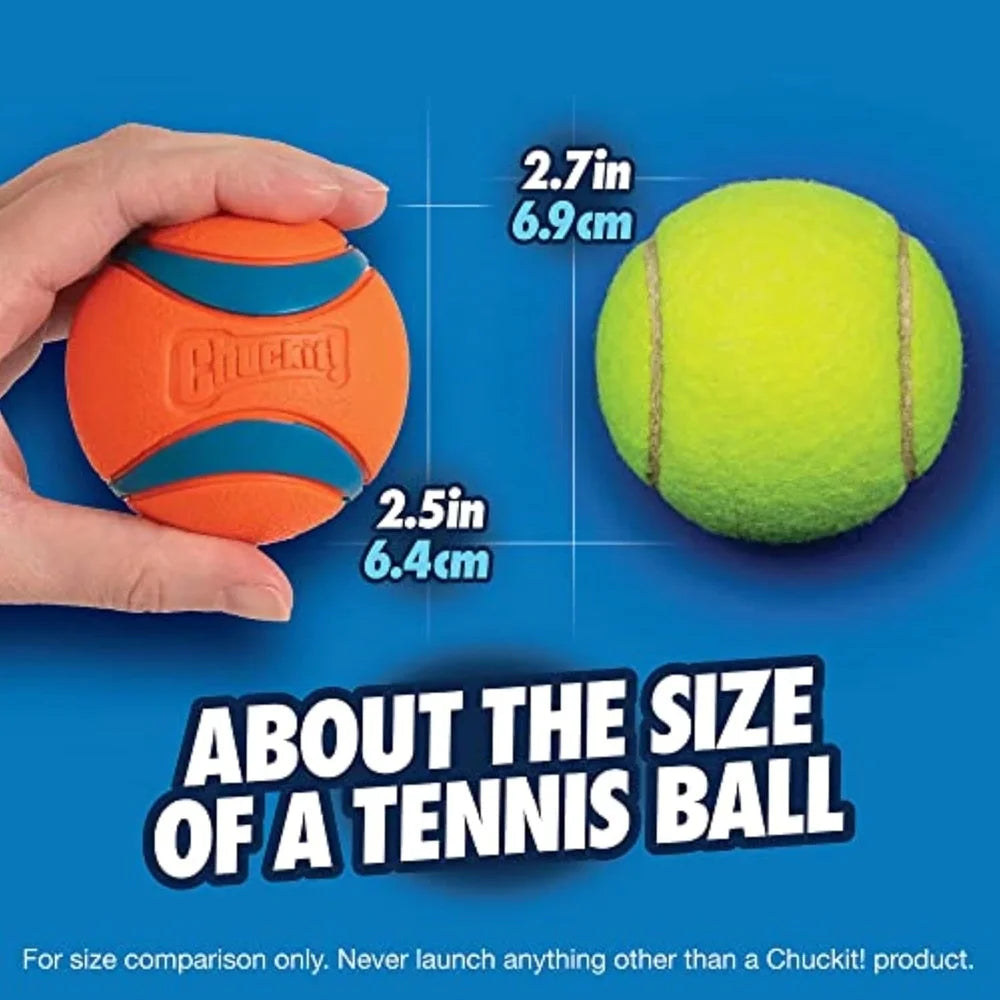 Ultra Ball Rubber Fetch Dog Toy Set with Carry Clean Bucket Includes 8 Medium 2.5 Inch Balls Portable Waterproof Lightweight