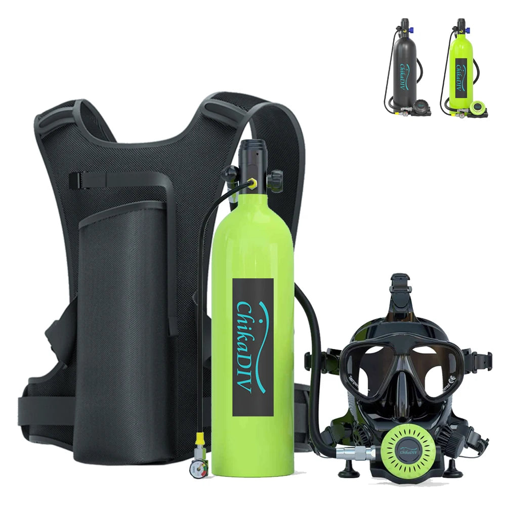Lung Tank Scuba Tank Full Face Diving Mask, 1.9L Mini System for Travel Snorkeling, Pool Diving Gear
