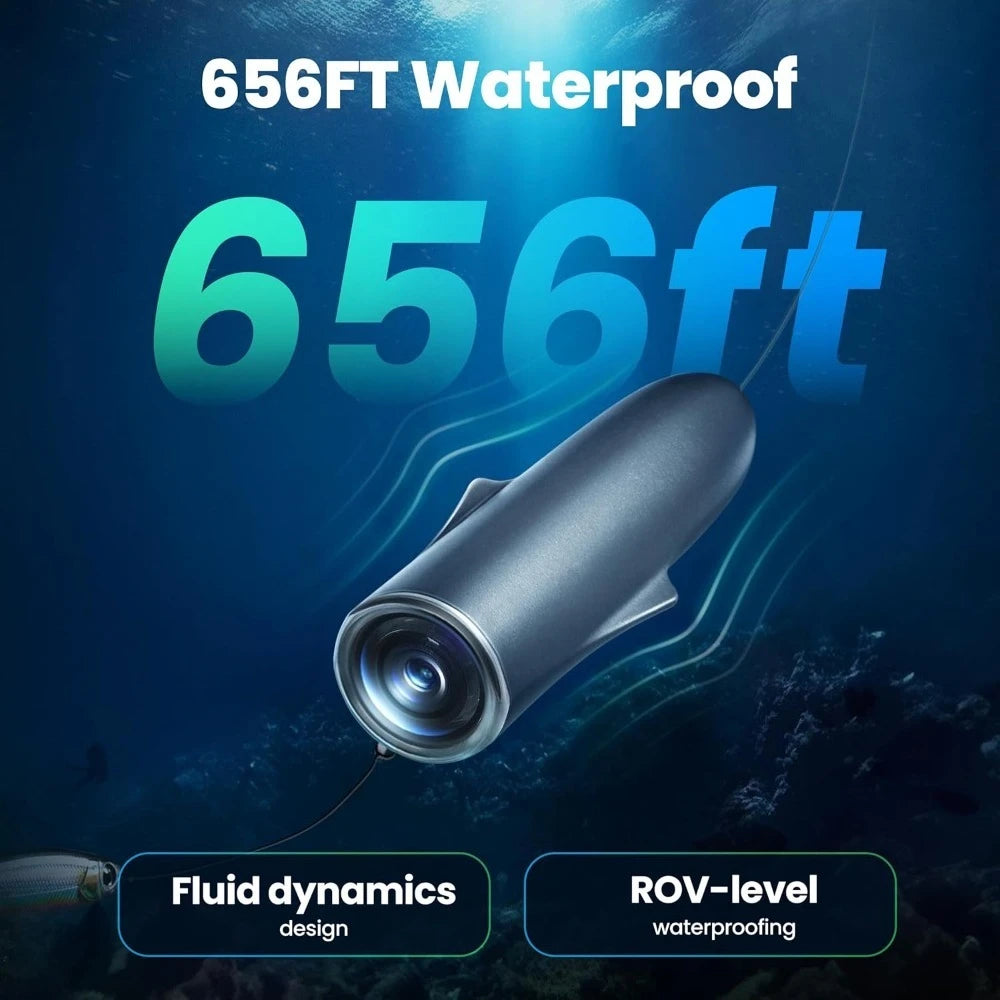 Grey Fishing Finders Camera HD 1080P &136°Ultra-Wide-Angle,656FT ROV Waterproof/Motion Sensing