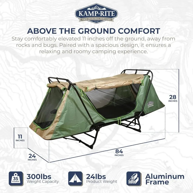 Kamp-Rite Original Quick Setup 1 Person Multifunctional Cot Convertible as Lounge Chair, and Tent