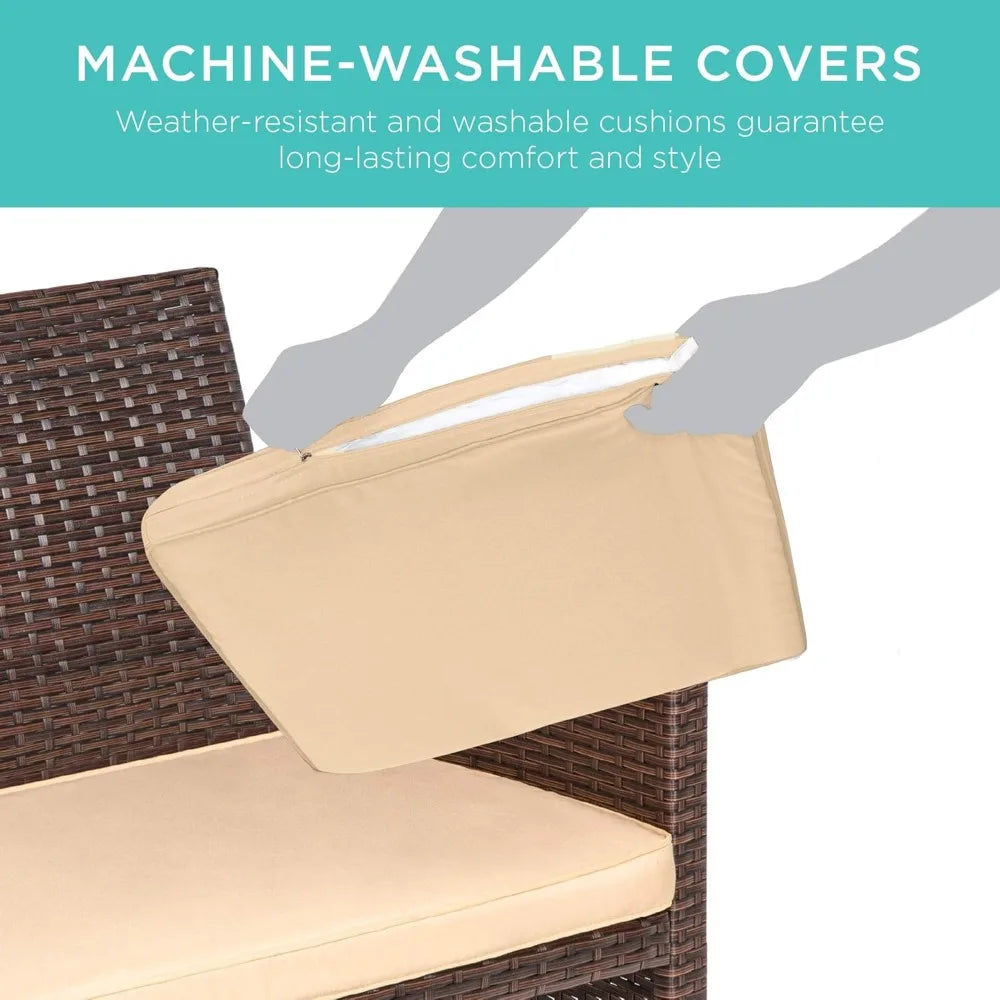 4-Piece Outdoor Wicker Patio Conversation Furniture Set
