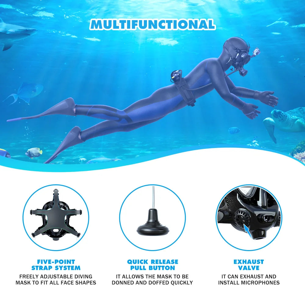 SMACO Full Face Scuba Diving Mask for Adults, Anti Fog Snorkeling Mask, Swimming Goggles, Snorkeling Gear, Freediving Snorkel