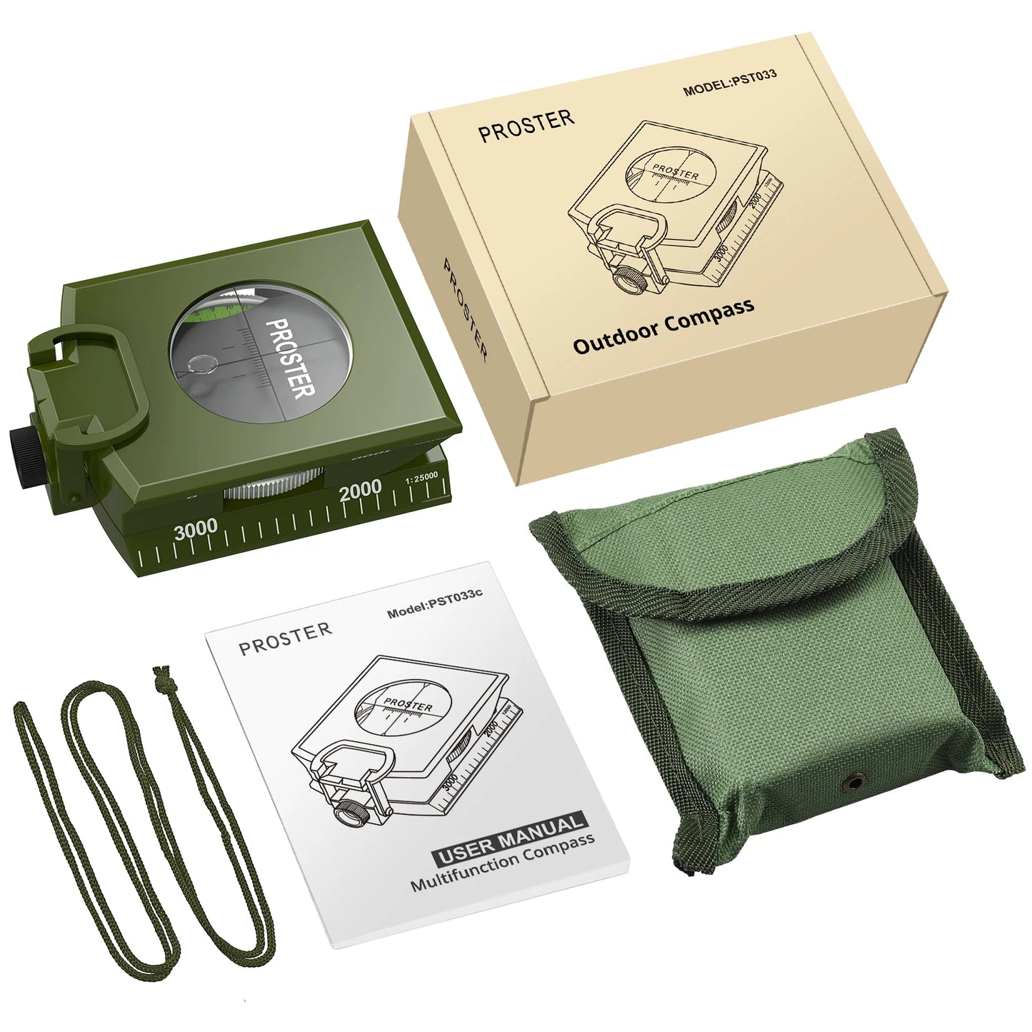 Professional Compass Metal Waterproof IP65 Compass Sighting Clinometer Built-in Bubble Level
