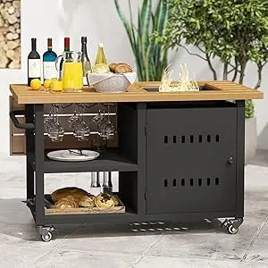 Outdoor Fire Pit, 50000 BTU Firepits for Outside, 44" Propane Fire Pit with Storage
