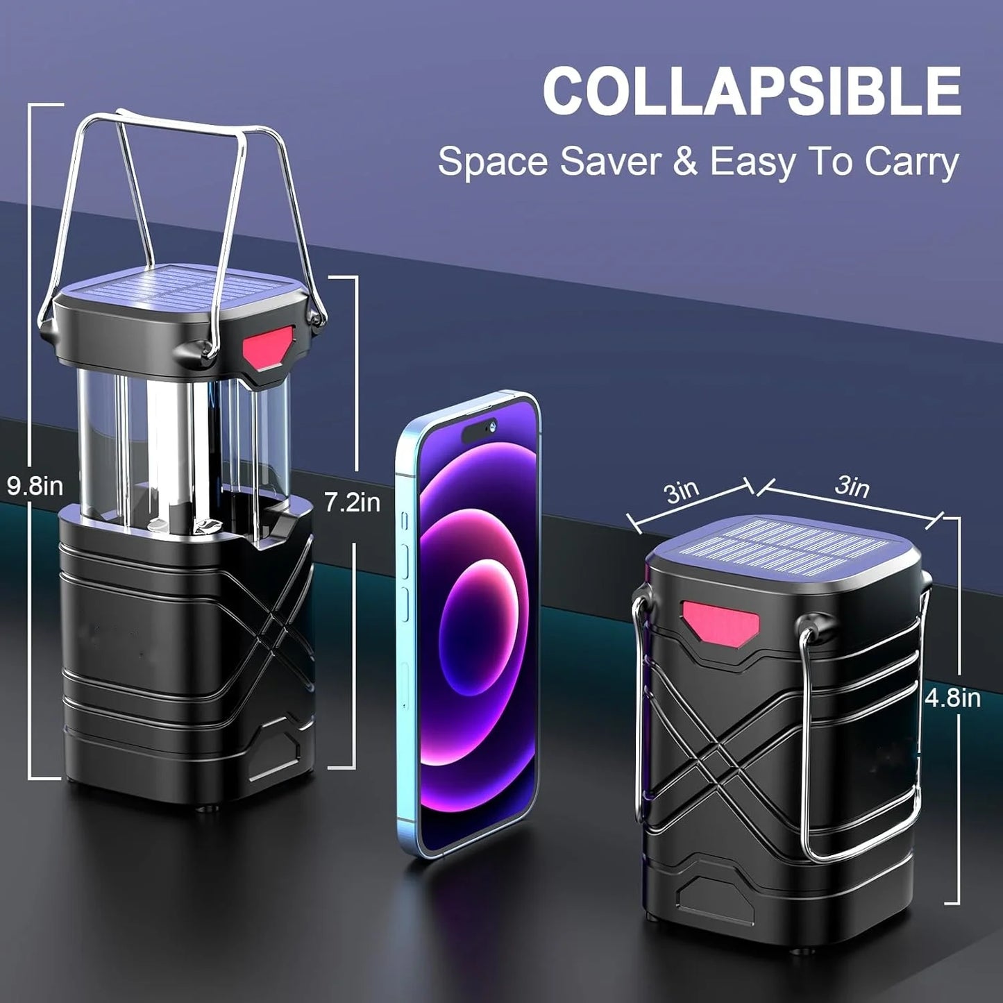 4 Pack Rechargeable Camping Lights - Solar/Battery LED