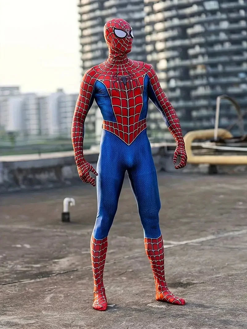 Web Hero Costume Unisex Halloween Themed Party Cosplay Full Body Suit with Removable Mask