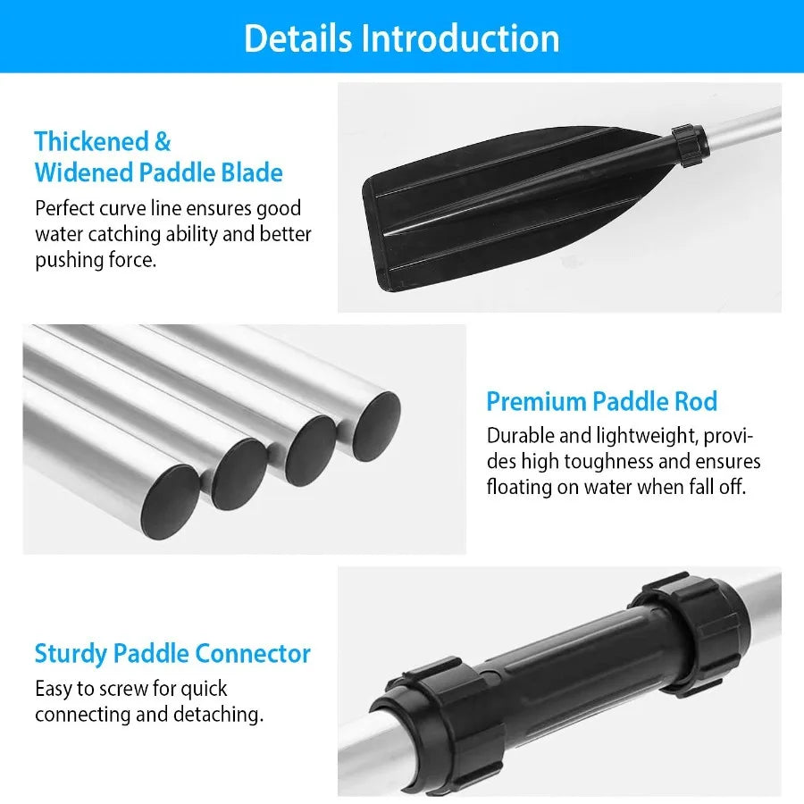 2Pcs Kayak Paddles Aluminum Alloy Detachable Canoe Paddle Boat Oars