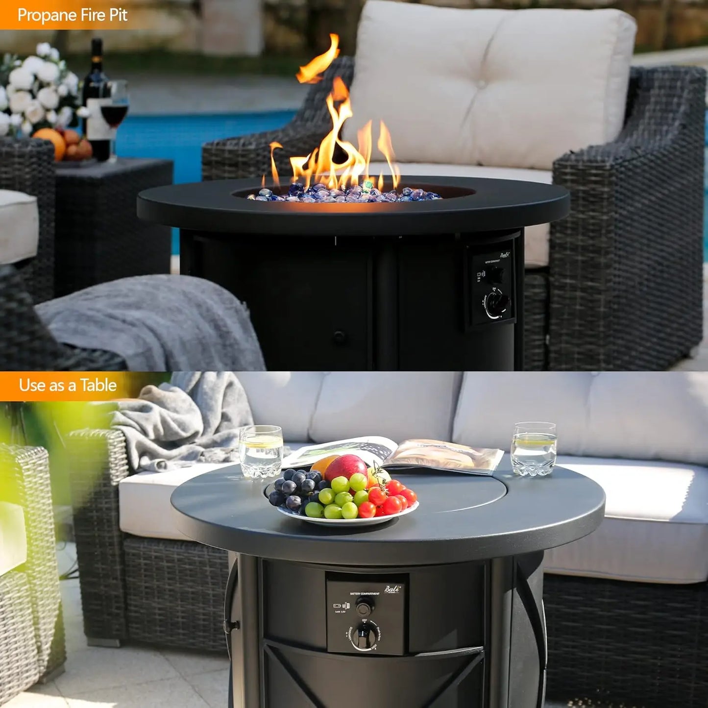 50000 BTU Propane Fire Pit for Outdoor, 30 in Fire Pit Table Outdoor