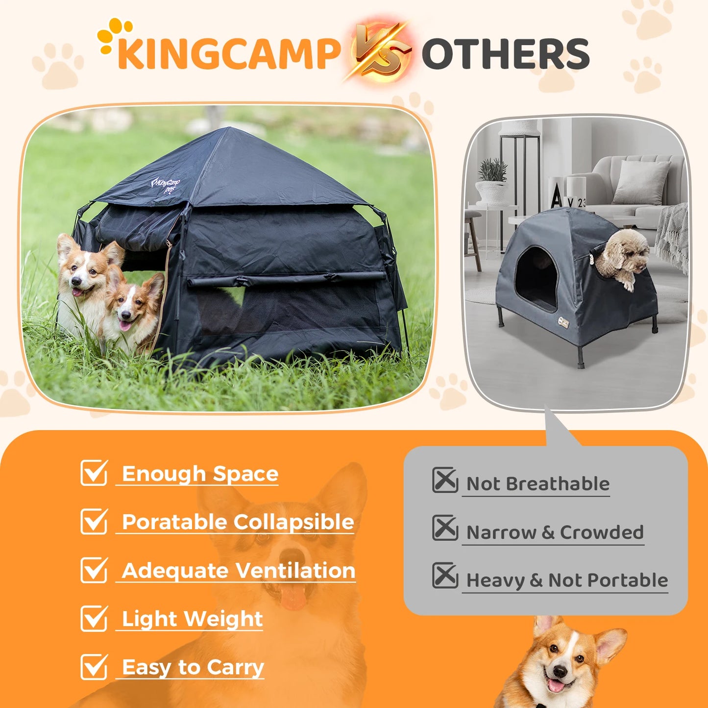 Kingcamp Foldable Dog Tent Dog Playpen