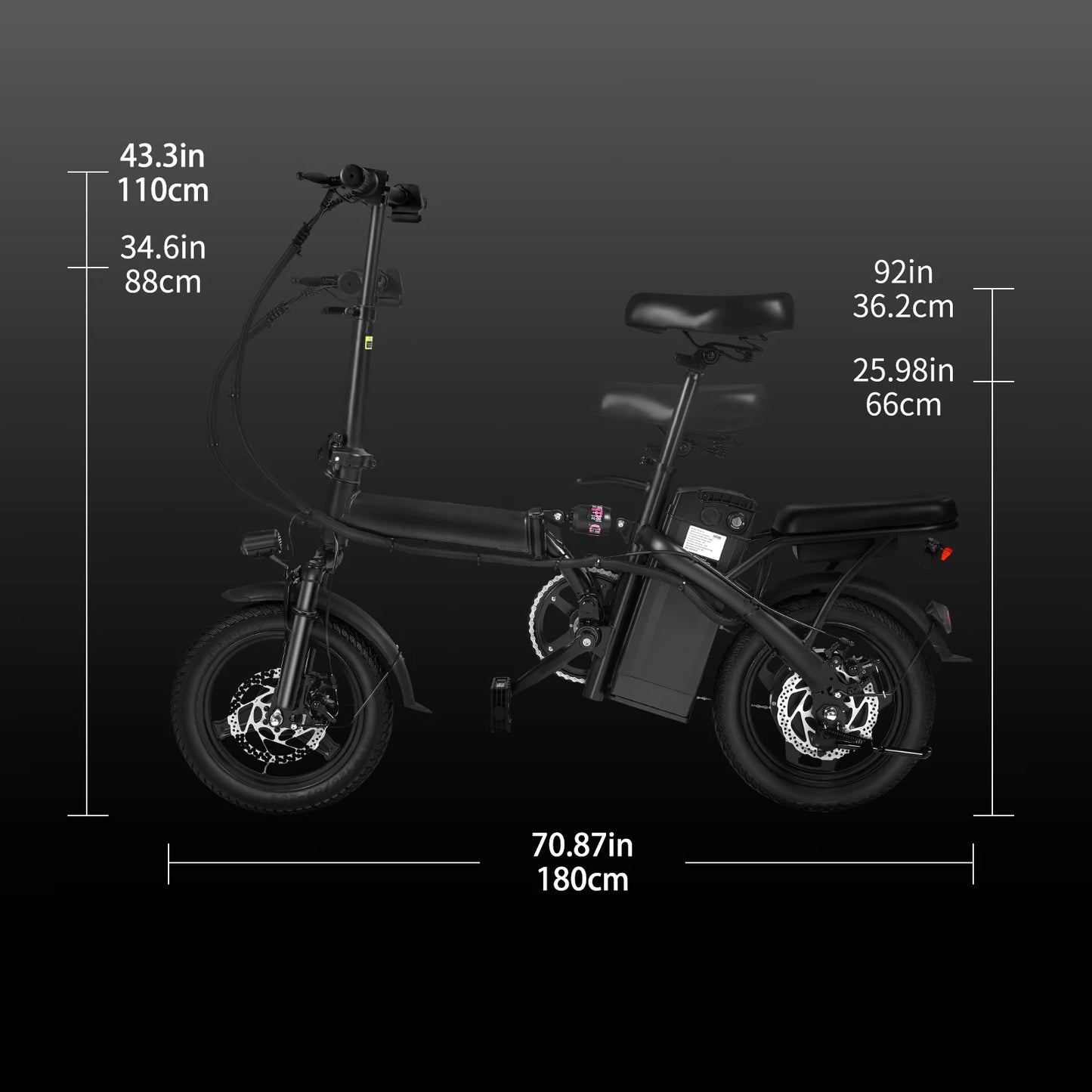 400W Dual Disc Brake Adult Foldable Electric Bicycle With 22 Mile Range 20MPH