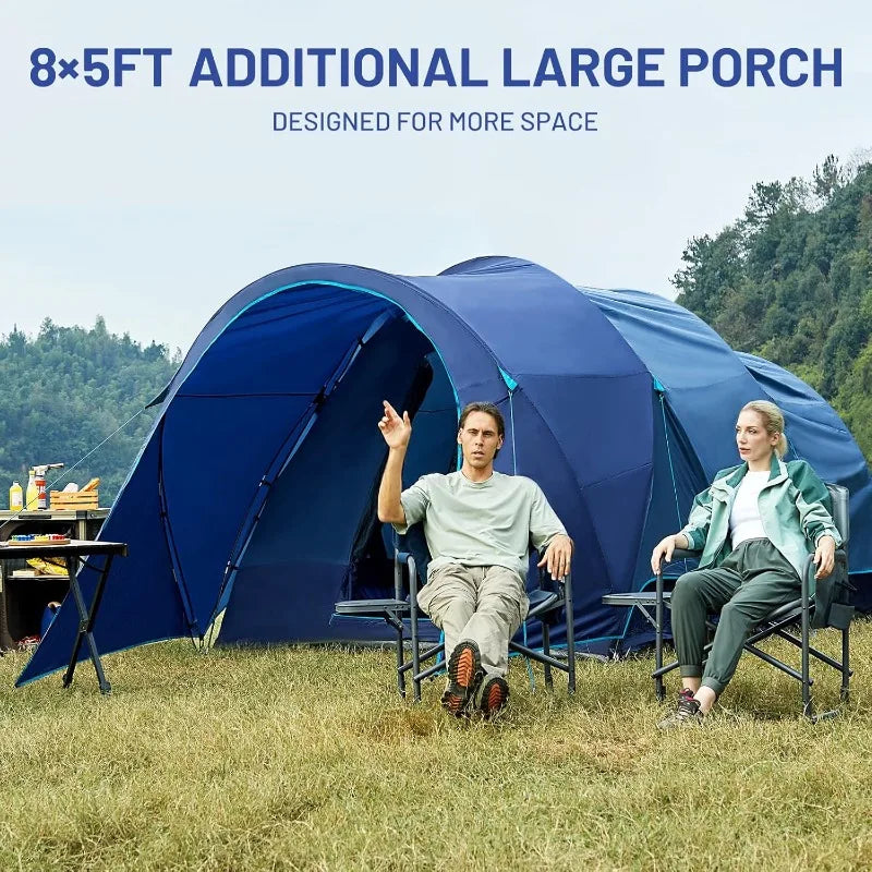 TIMBER RIDGE 8 Person Camping Tent with Large Porch, Portable Waterproof Windproof Family Tent w/ Rainfly Carry Bag Room Divider
