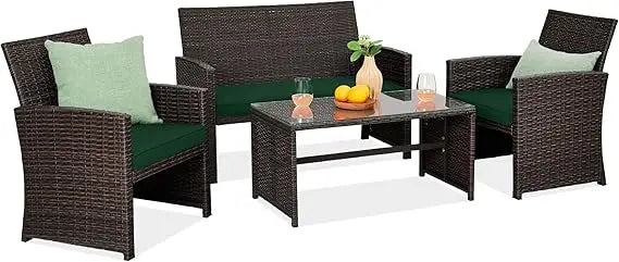 4-Piece Outdoor Wicker Patio Conversation Furniture Set