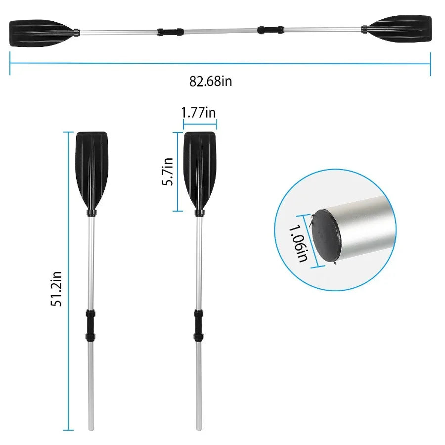 2Pcs Kayak Paddles Aluminum Alloy Detachable Canoe Paddle Boat Oars