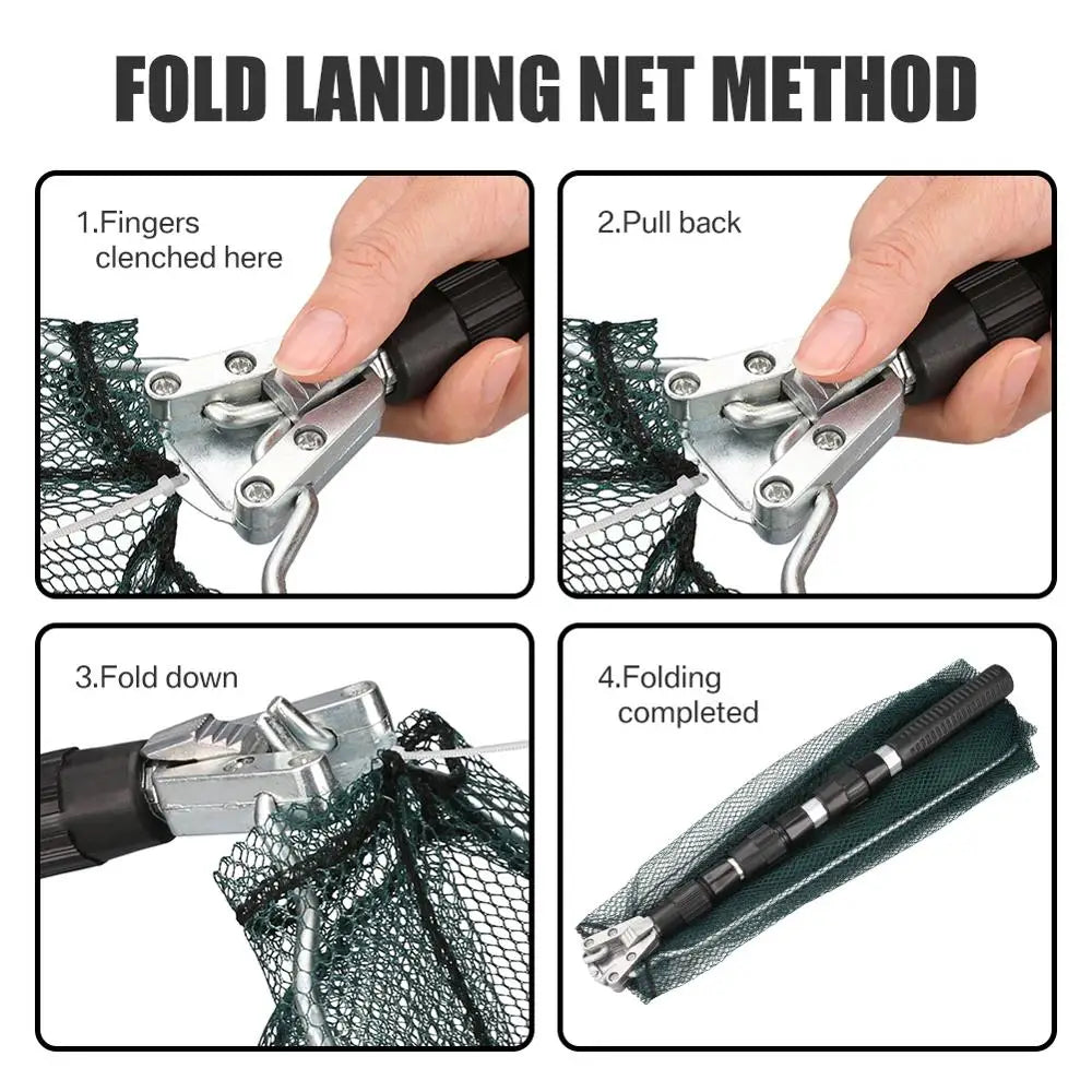 130CM Aluminum Alloy Fishing Net Telescoping Foldable