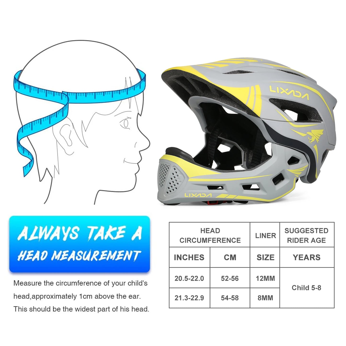 Lixada Kids Detachable Full Face Helmet