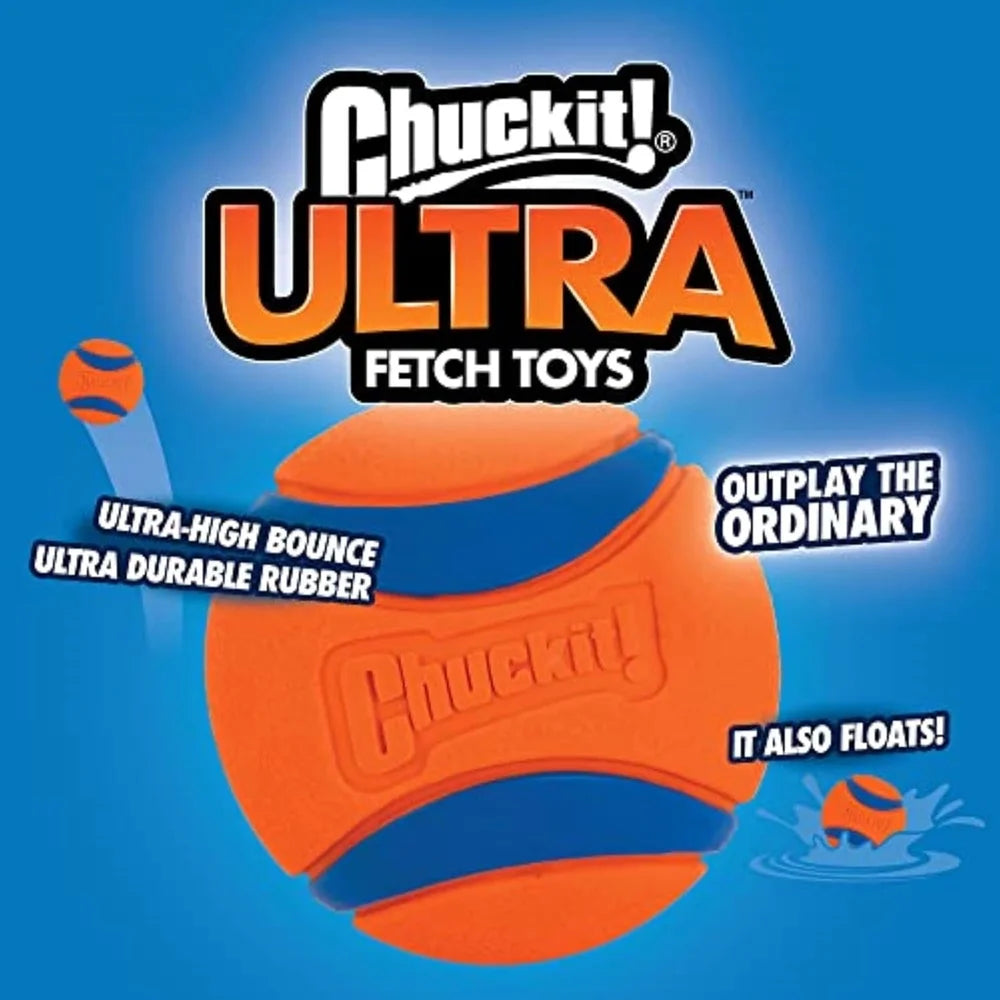 Ultra Ball Rubber Fetch Dog Toy Set with Carry Clean Bucket Includes 8 Medium 2.5 Inch Balls Portable Waterproof Lightweight