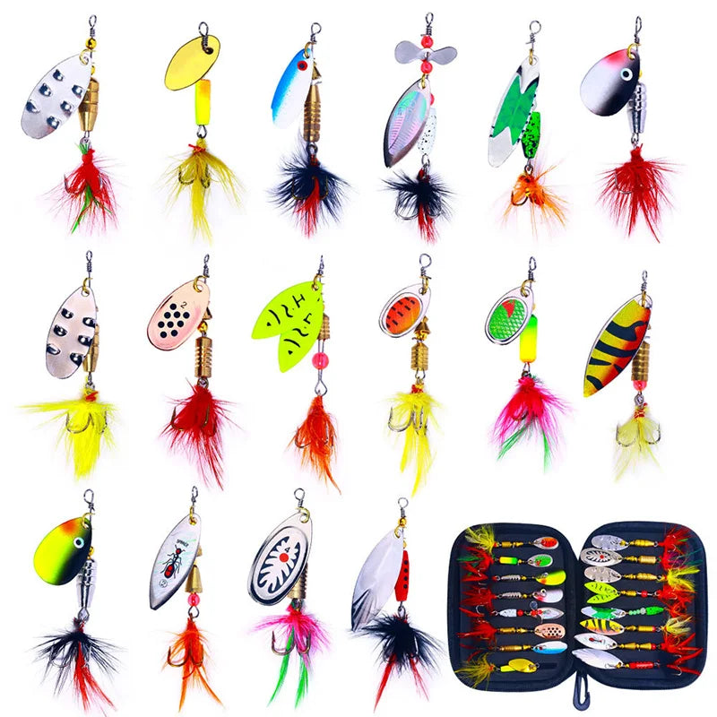 16PCS Fake Bait Spinner Lures