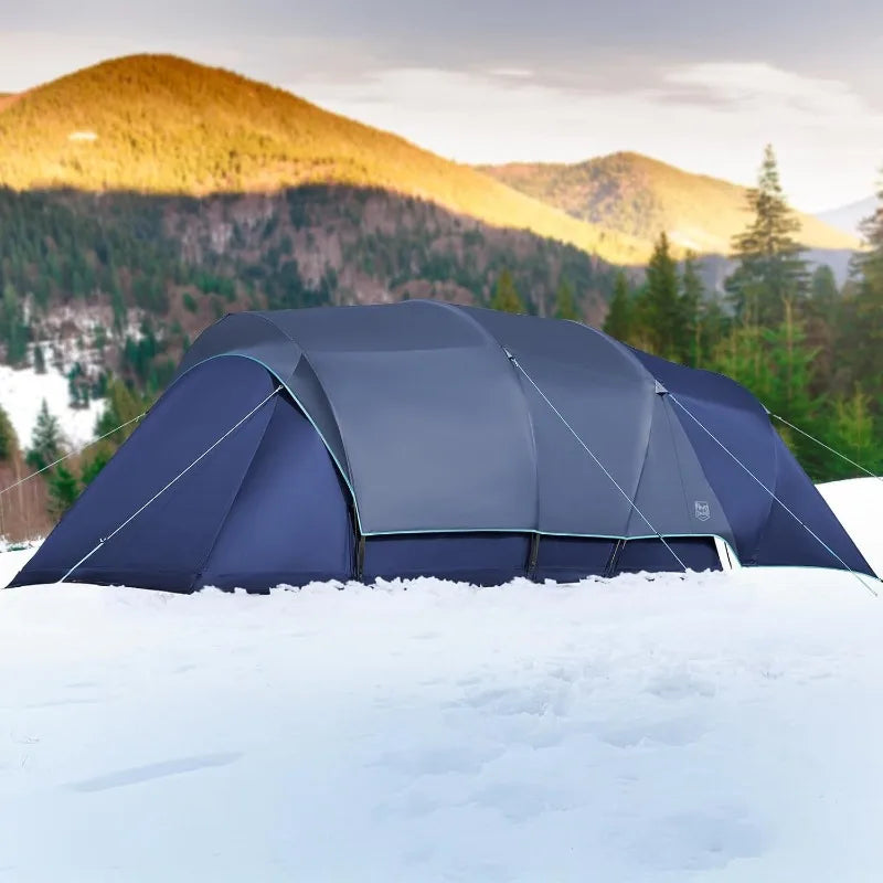 TIMBER RIDGE 8 Person Camping Tent with Large Porch, Portable Waterproof Windproof Family Tent w/ Rainfly Carry Bag Room Divider