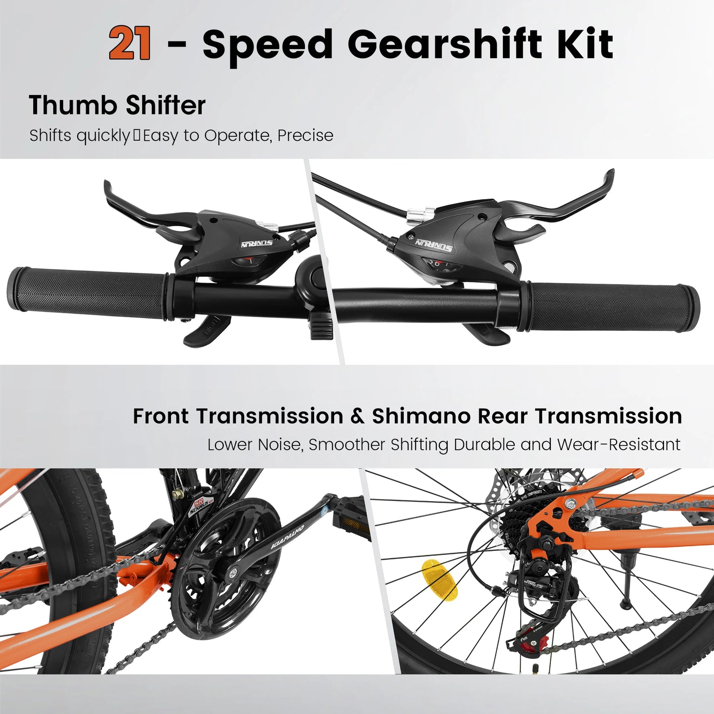 26-Inch Aluminum Frame Twin Shock Bike Shock Fork 21-Speed Unisex Mountain Trail Bike