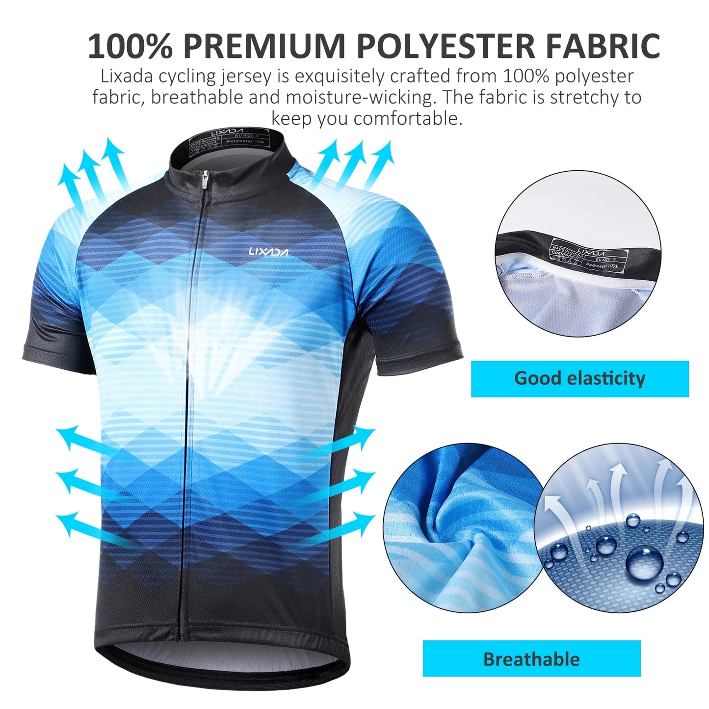 Lixada Men Cycle Jersey Breathable Short Sleeve Bike Shirt and Padded Shorts