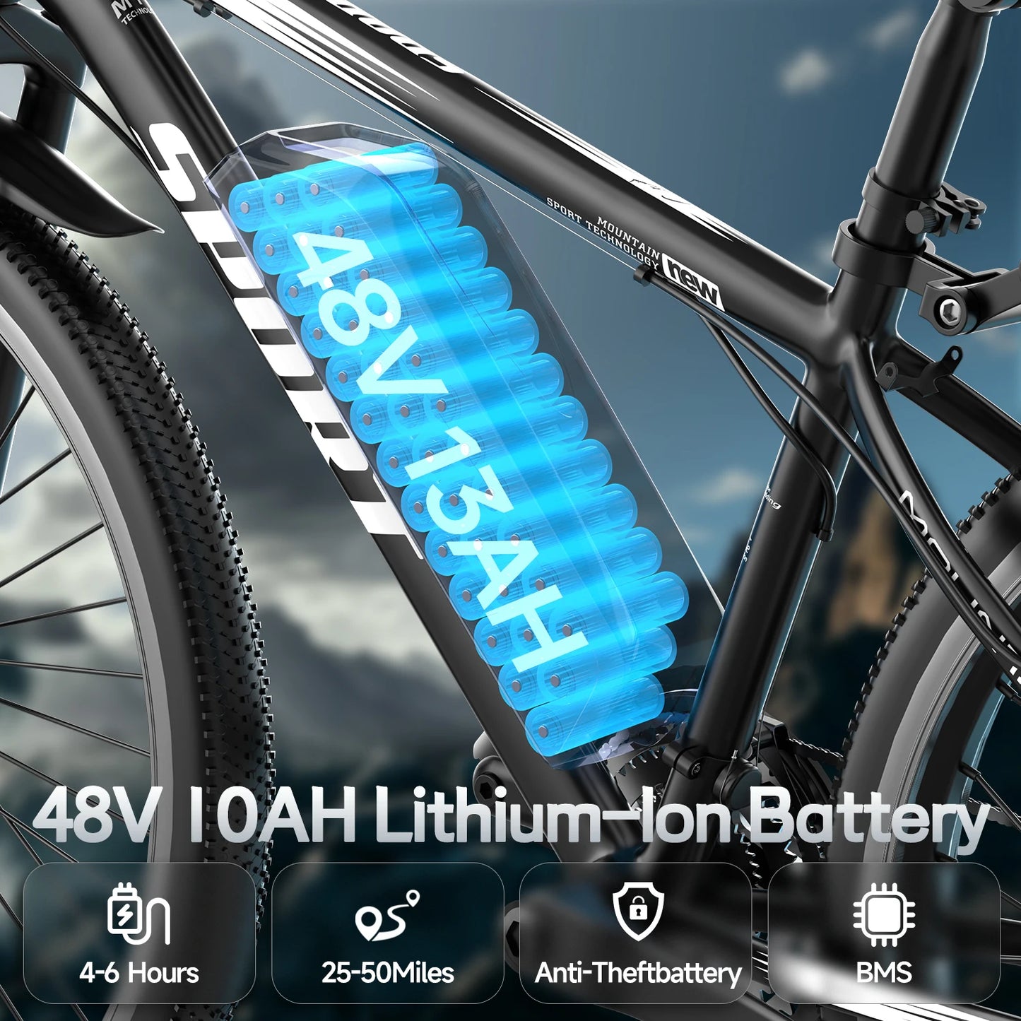 26''Electric Bike for Adults,700W Peak Motor,25MPH 35Miles Electric Mountain Bike, 360Wh Removable Battery, 7-Speed& LCD Display