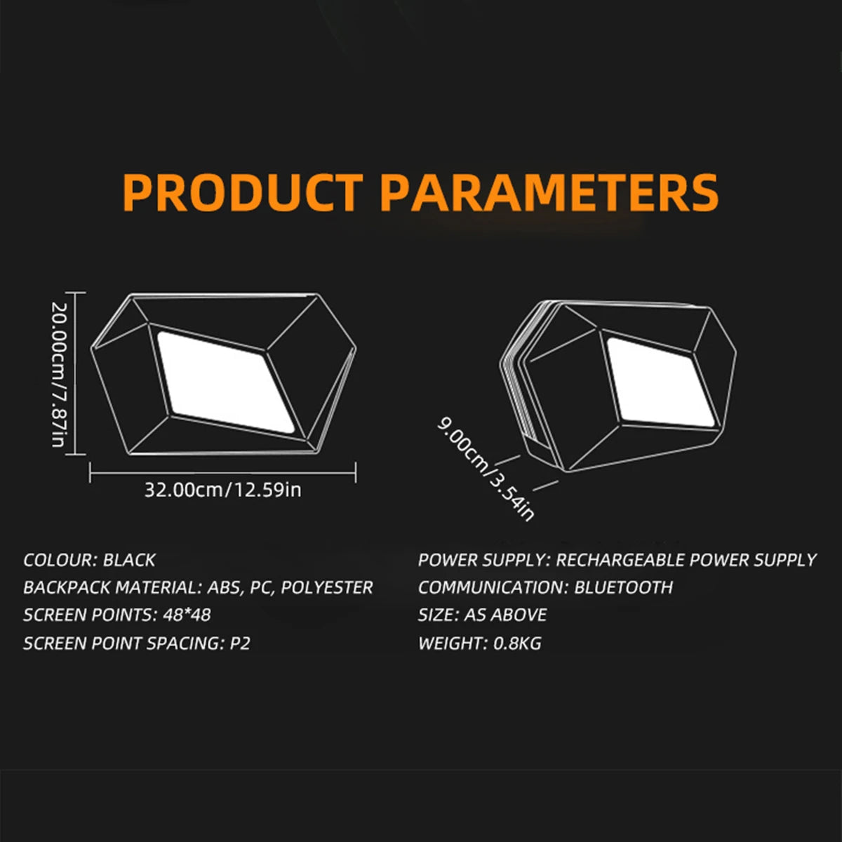 Devil's Eye LED Motorcycle Backpack DIY Screen Bluetooth Control Waterproof Fashion Hard Shell Riding Bag