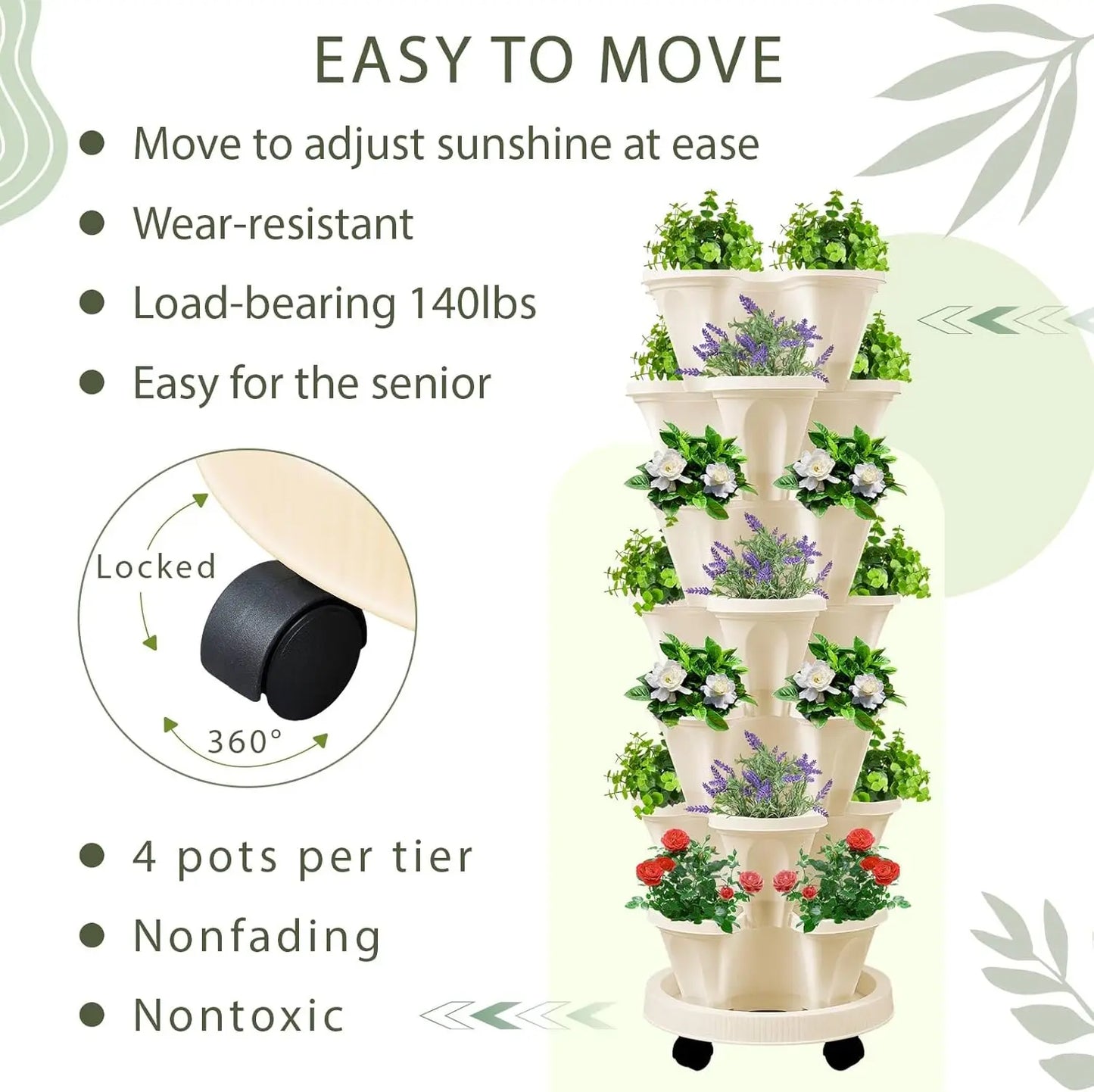 2 Set of 7 Tier Vertical Planter Stackable Tower Planters