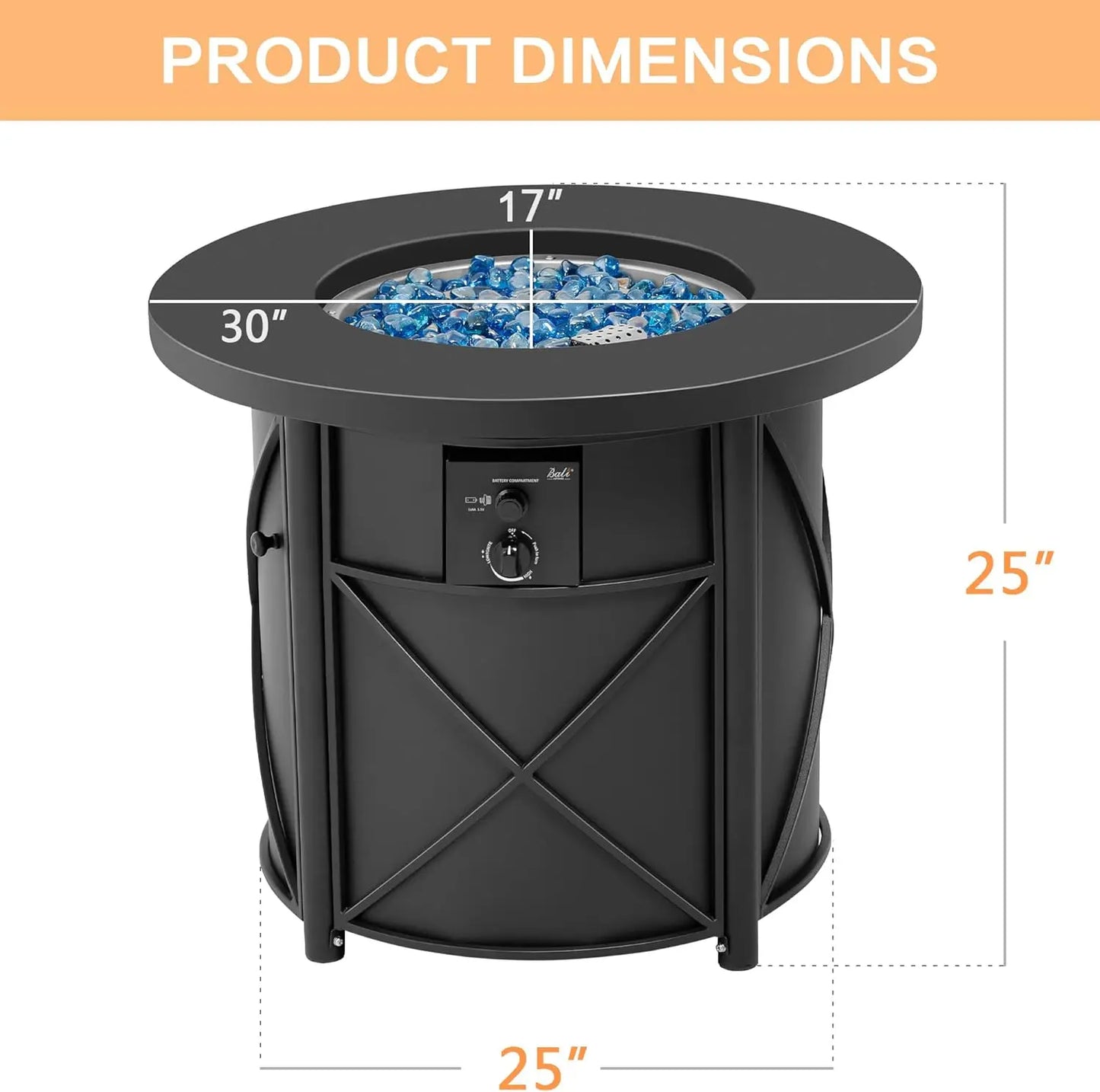 50000 BTU Propane Fire Pit for Outdoor, 30 in Fire Pit Table Outdoor