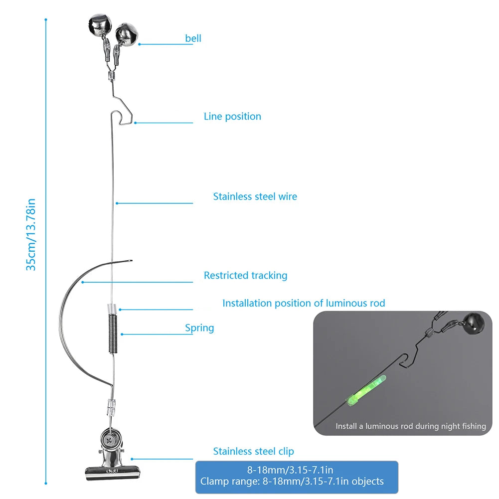 1/2Pcs Fishing Rod Bite Bait Alarm Stainless Steel