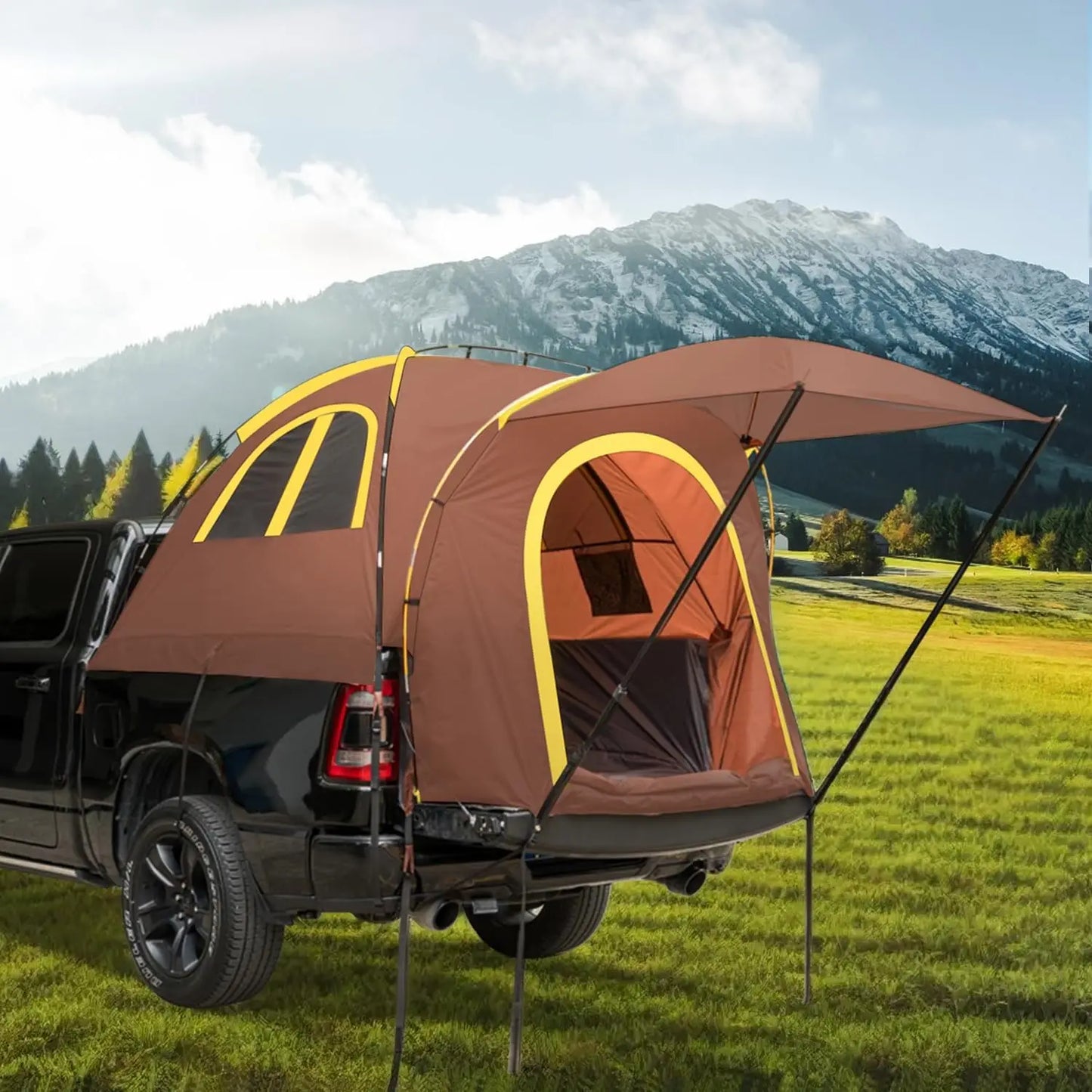 Truck Bed Tent PU3000mm RainProtection Pickup Truck Tents, Easy Set-up For 2 Person, Fits Full Size Short Bed, 5.5-5.8ft/ 6.4-6.