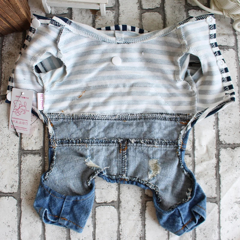 Pet Denim Jumpsuit Dog Jeans Hoodies